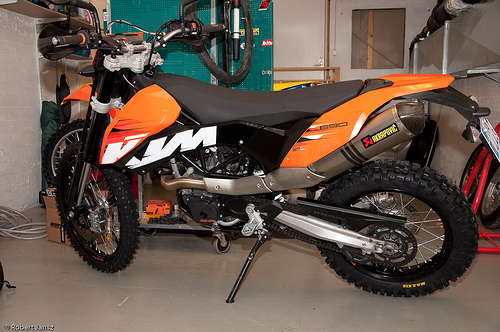 KTM 690 with enduro wheels mounted KTM 690 with enduro wheels mounted
